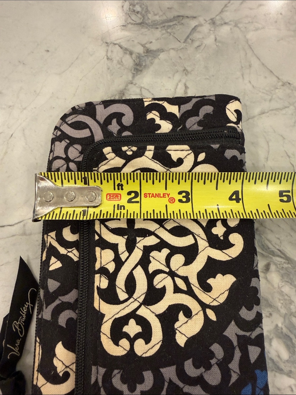 Vera Bradley Zip-Around Wallet Wristlet Black Gray Blue Floral EUC - Picture 10 of 10